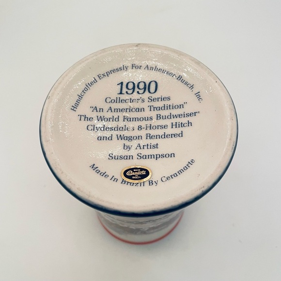 Vintage 1990 Budweiser Holiday Beer Stein An American Tradition Clydesdales - Picture 3 of 9